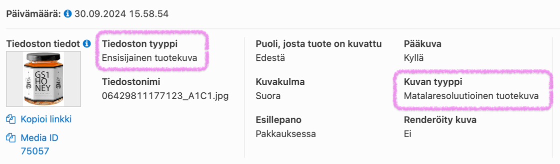 Tuotekuviin liittyvät nimet